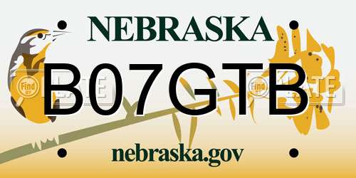 B07GTB Nebraska License Plate