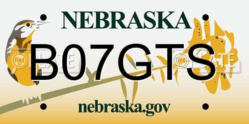 B07GTS Nebraska License Plate