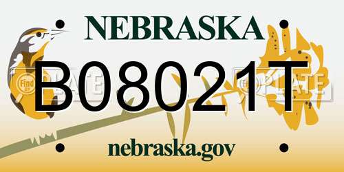 B08021T Nebraska License Plate