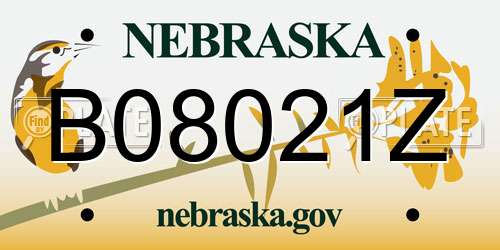 B08021Z Nebraska License Plate