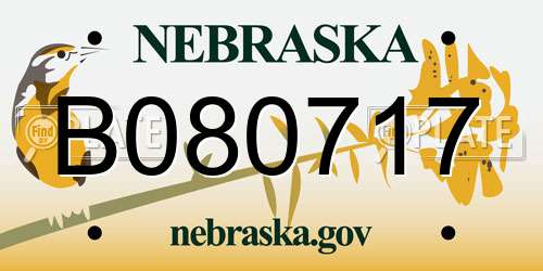 B080717 Nebraska License Plate
