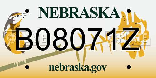 B08071Z Nebraska License Plate