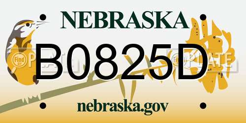 B0825D Nebraska License Plate