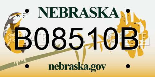B08510B Nebraska License Plate