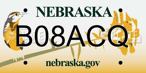 B08ACQ Nebraska License Plate
