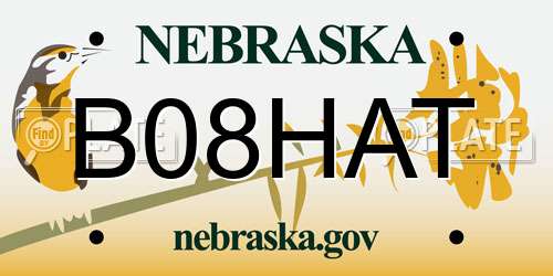 B08HAT Nebraska License Plate