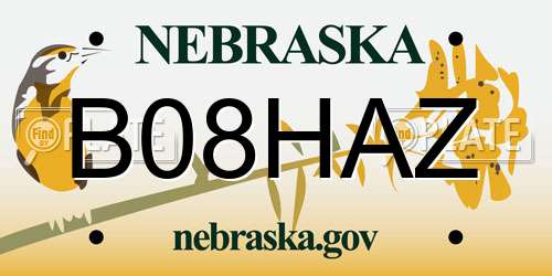 B08HAZ Nebraska License Plate