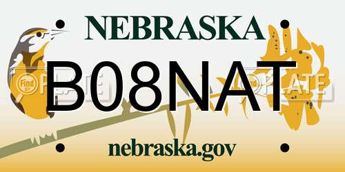 B08NAT Nebraska License Plate
