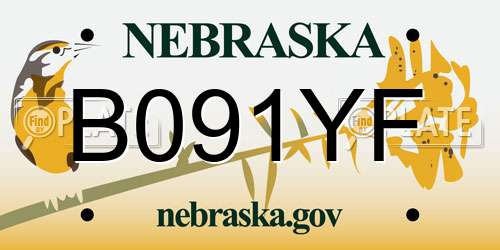 B091YF Nebraska License Plate