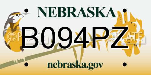 B094PZ Nebraska License Plate