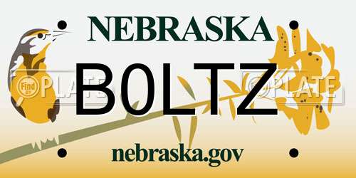 B0LTZ Nebraska License Plate