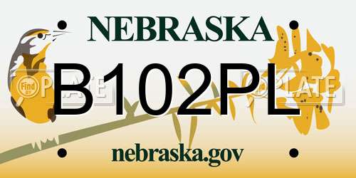 B102PL Nebraska License Plate