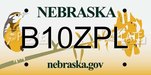 B10ZPL Nebraska License Plate