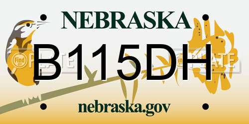 B115DH Nebraska License Plate