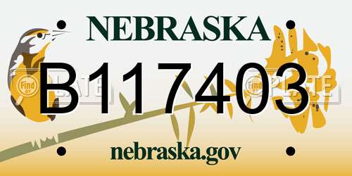 B117403 Nebraska License Plate