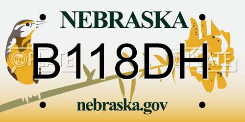 B118DH Nebraska License Plate