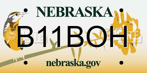 B11BOH Nebraska License Plate