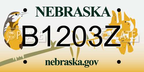 B1203Z Nebraska License Plate
