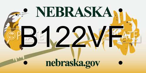 B122VF Nebraska License Plate