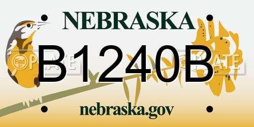 B1240B Nebraska License Plate