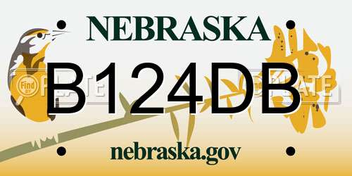 B124DB Nebraska License Plate