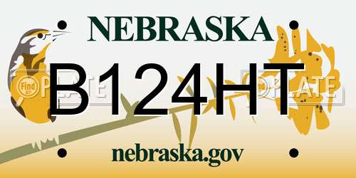 B124HT Nebraska License Plate