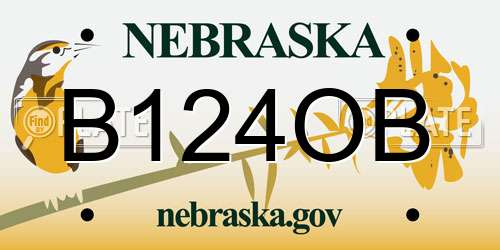 B124OB Nebraska License Plate