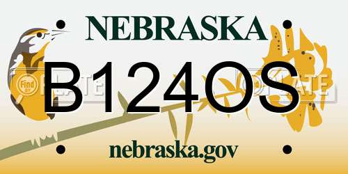 B124OS Nebraska License Plate