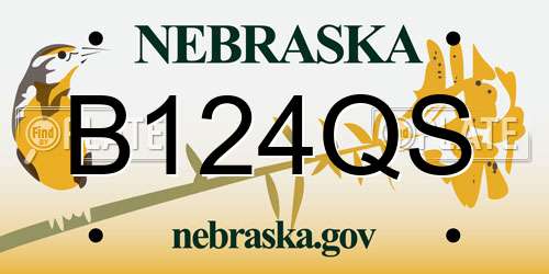 B124QS Nebraska License Plate