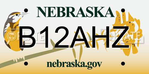 B12AHZ Nebraska License Plate