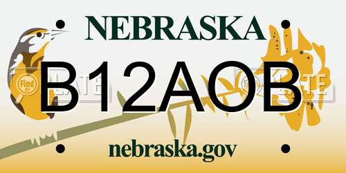 B12AOB Nebraska License Plate