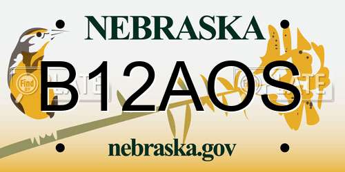 B12AOS Nebraska License Plate