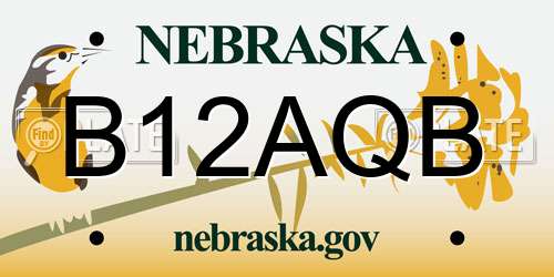 B12AQB Nebraska License Plate