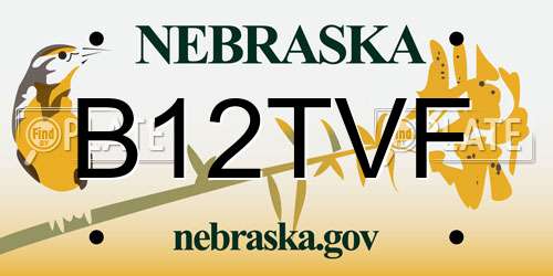 B12TVF Nebraska License Plate
