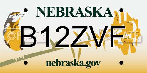 B12ZVF Nebraska License Plate