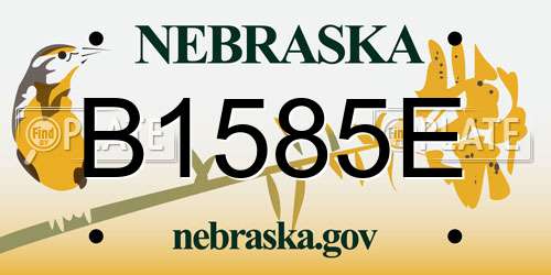 B1585E Nebraska License Plate