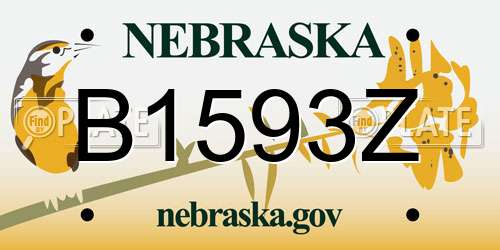 B1593Z Nebraska License Plate