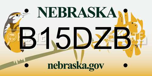 B15DZB Nebraska License Plate