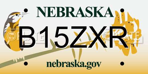 B15ZXR Nebraska License Plate