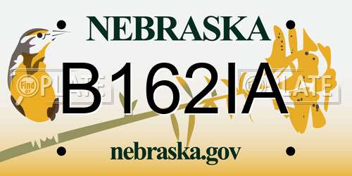B162IA Nebraska License Plate