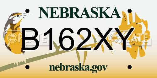 B162XY Nebraska License Plate