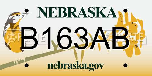 B163AB Nebraska License Plate