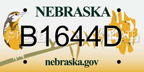 B1644D Nebraska License Plate