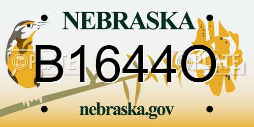 B1644O Nebraska License Plate