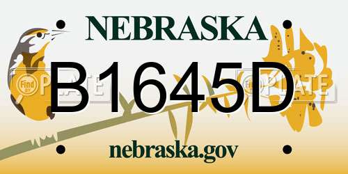 B1645D Nebraska License Plate