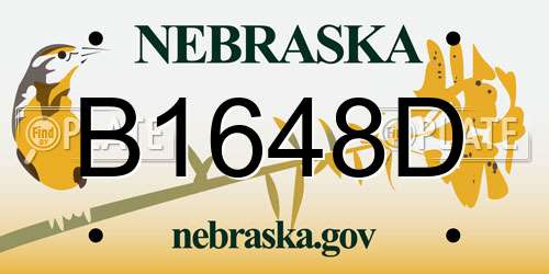 B1648D Nebraska License Plate