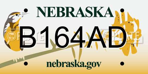 B164AD Nebraska License Plate