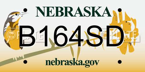B164SD Nebraska License Plate