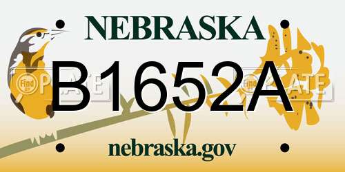 B1652A Nebraska License Plate