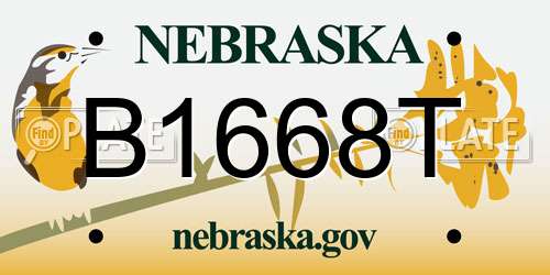 B1668T Nebraska License Plate